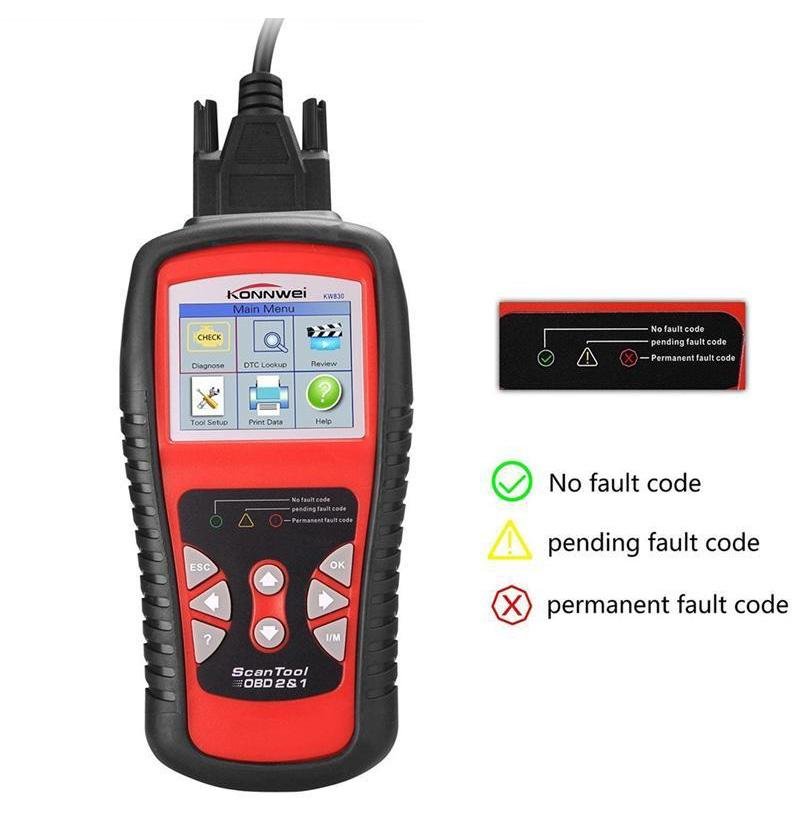 Konnwei KW830 EOBD OBD OBDII Scanner Reader Car Vehicles Diagnostic Tool Detector - Edragonmall.com