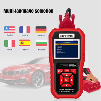 KONNWEI KW880 Battery Tester Car OBDII Battery Match Reset Tool OBDII Diagnostic Fault Scanner For 6V-12V Auto Motorcycle - Edragonmall.com