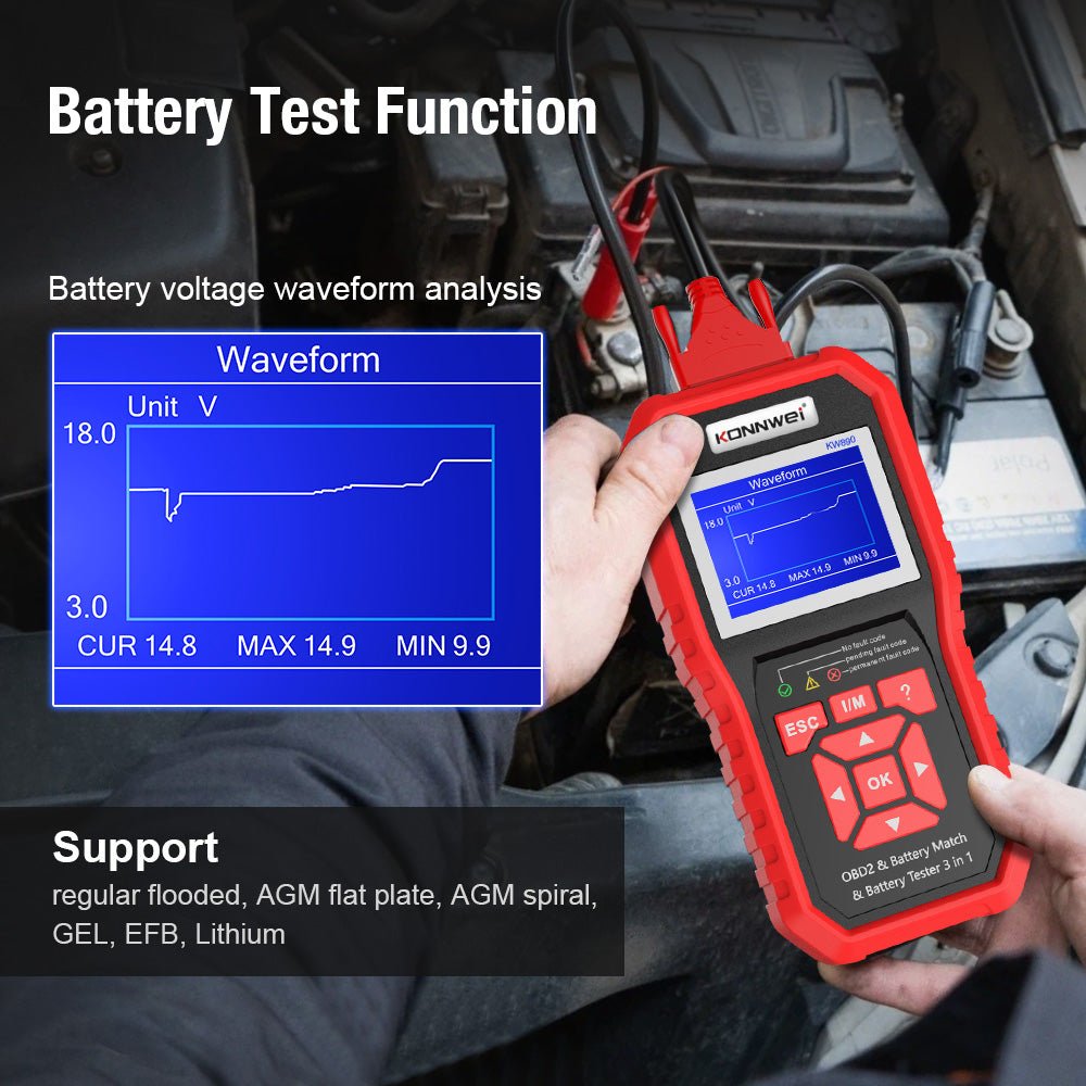 KONNWEI KW890 Battery Tester Car OBDII Oil Service Light Reset Tool OBD2 Scanner Car Professional Automotive Code Reader Diagnose Tool - Edragonmall.com