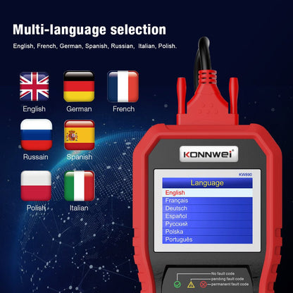 KONNWEI KW890 Battery Tester Car OBDII Oil Service Light Reset Tool OBD2 Scanner Car Professional Automotive Code Reader Diagnose Tool - Edragonmall.com