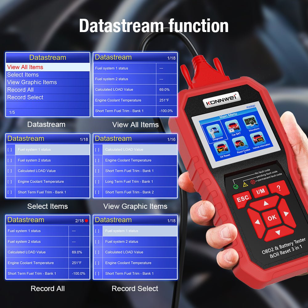 KONNWEI KW890 Battery Tester Car OBDII Oil Service Light Reset Tool OBD2 Scanner Car Professional Automotive Code Reader Diagnose Tool - Edragonmall.com