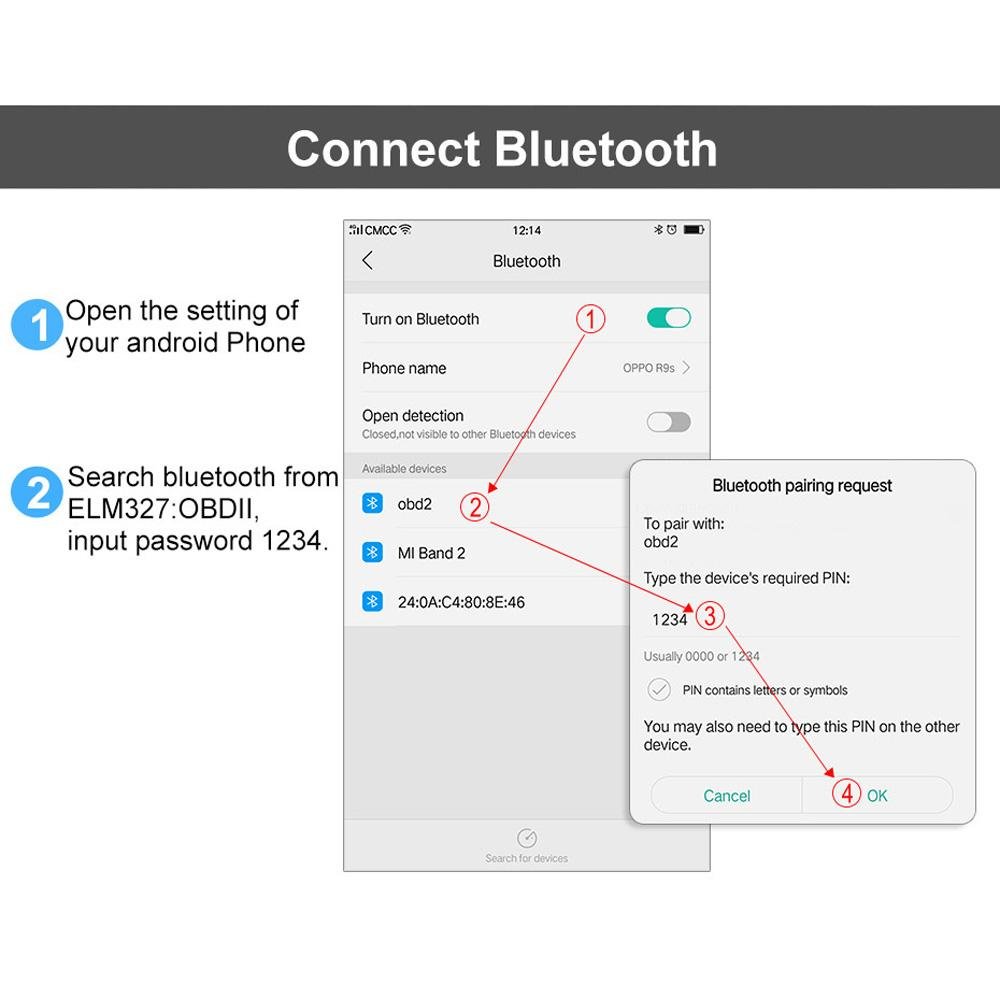 Konnwei KW901 OBD2 Car Bluetooth 3.0 Scanner ELM327 Car Diagnostic Tool - RED - Edragonmall.com
