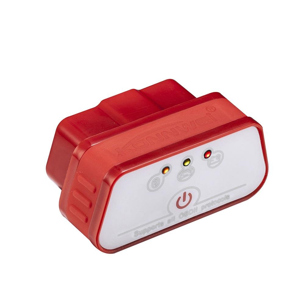 Konnwei KW901 OBD2 Car Bluetooth 3.0 Scanner ELM327 Car Diagnostic Tool - RED - Edragonmall.com