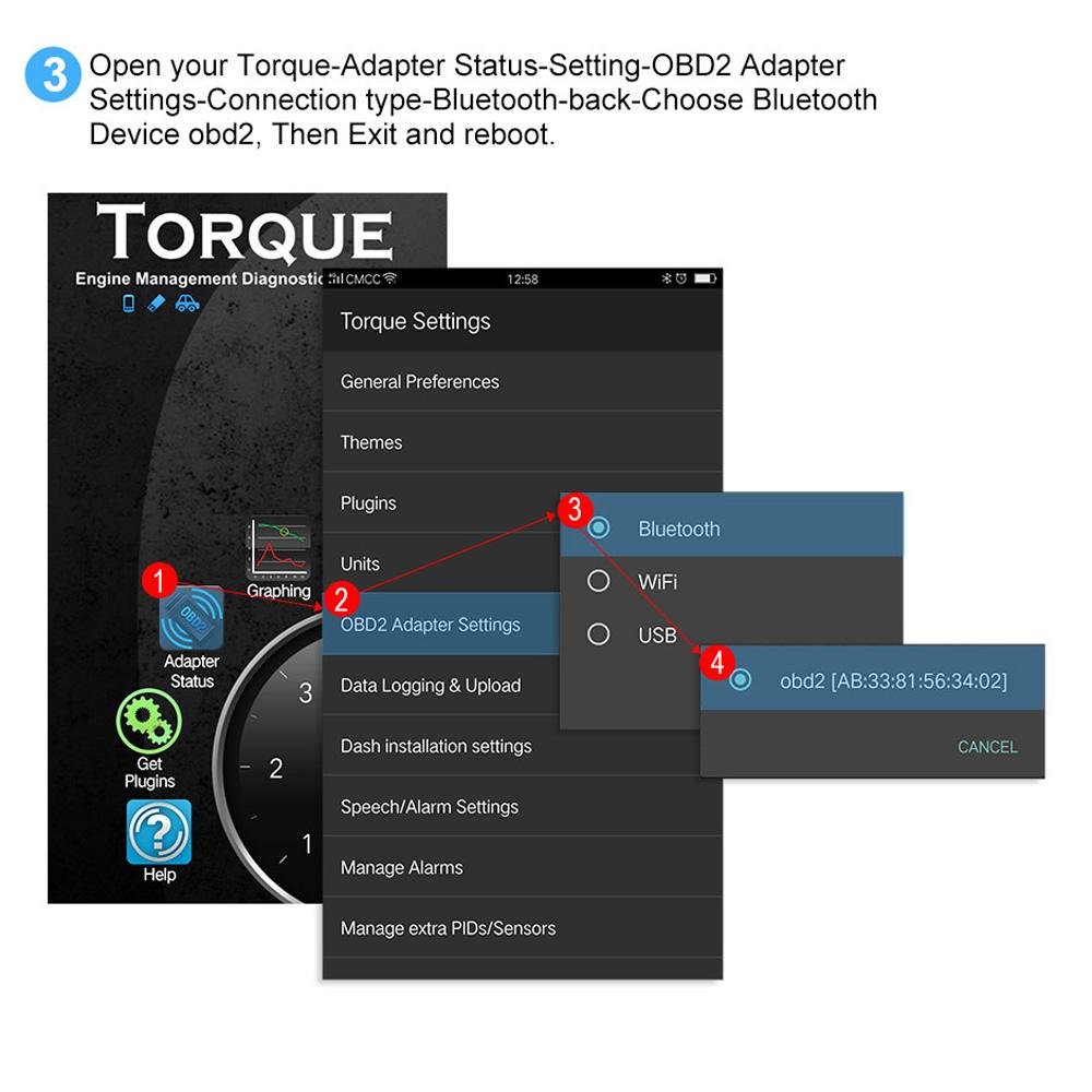 Konnwei KW901 OBD2 Car Bluetooth 3.0 Scanner ELM327 Car Diagnostic Tool - RED - Edragonmall.com