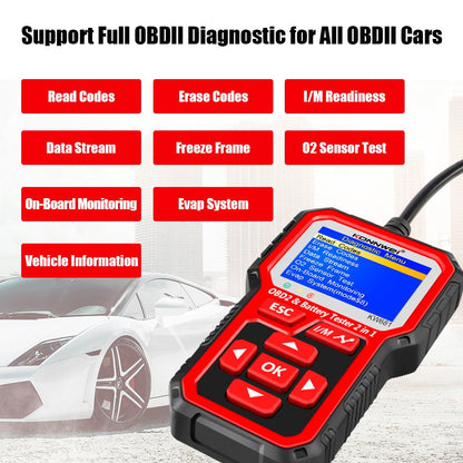 KW681 Car & Motorcycle Battery Tester OBDII Diagnostic Scann - Edragonmall.com