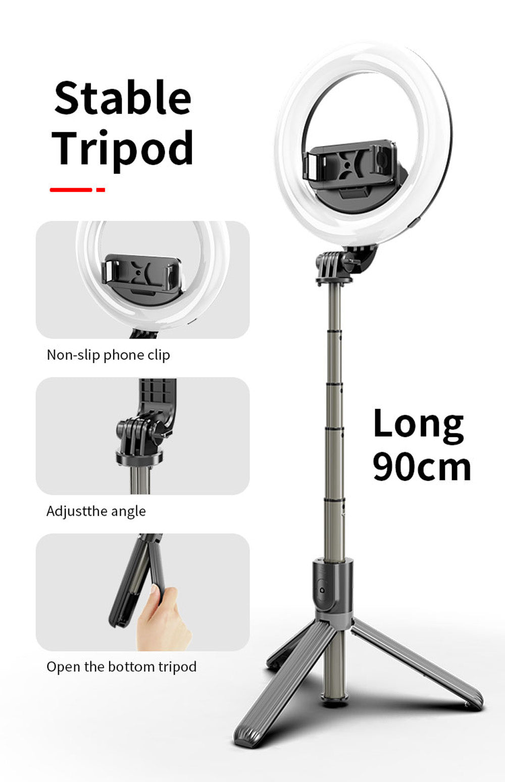 L07 mobile phone Live Fill Light Wireless Control Dimmable Camera Phone Ring Lamp With Stand Tripod - Edragonmall.com
