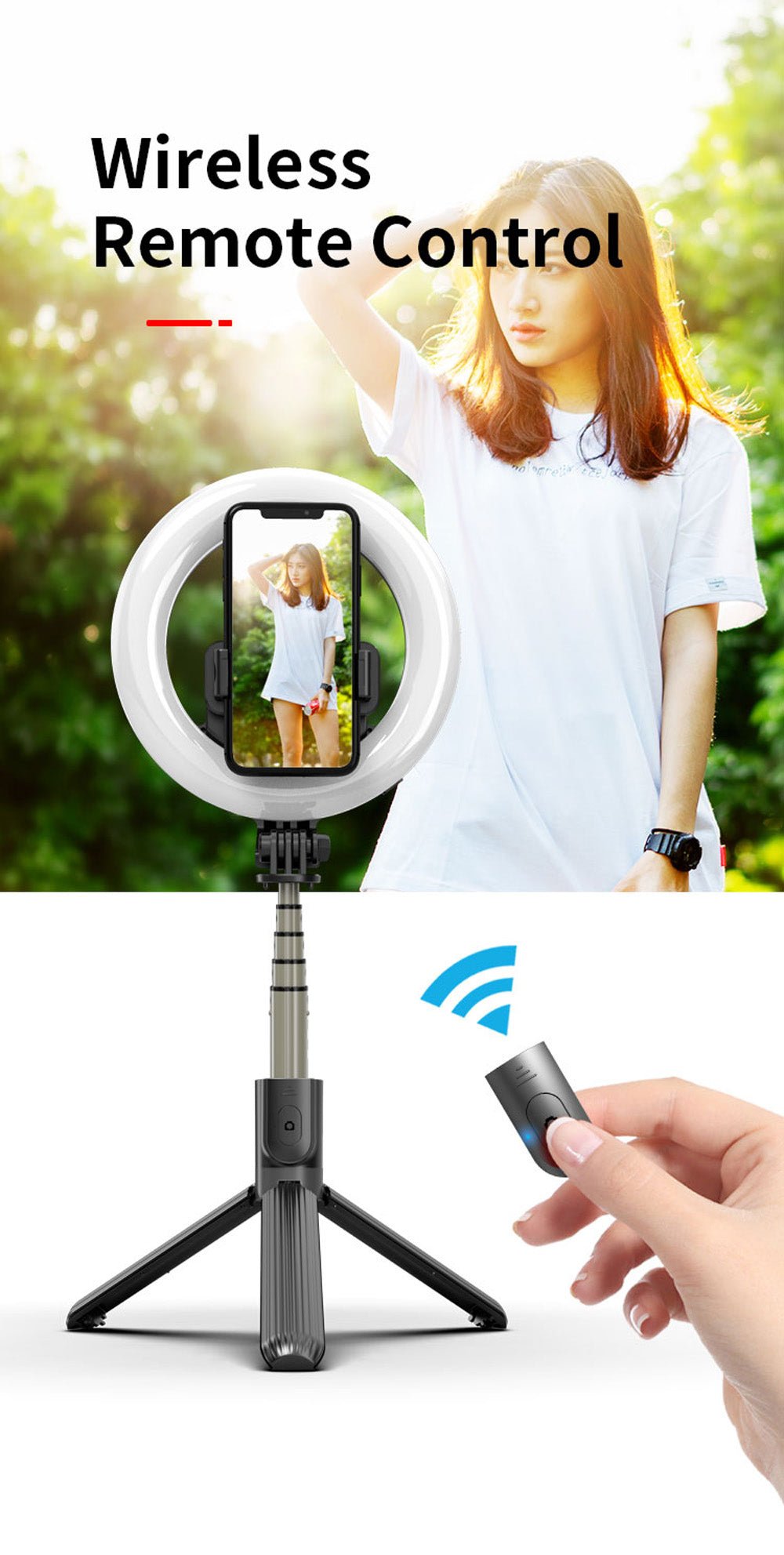 L07 mobile phone Live Fill Light Wireless Control Dimmable Camera Phone Ring Lamp With Stand Tripod - Edragonmall.com