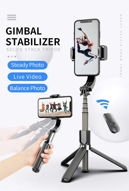 L08 Cradle head selfie stand Anti-Shake for iOS and Android | Black - Edragonmall.com