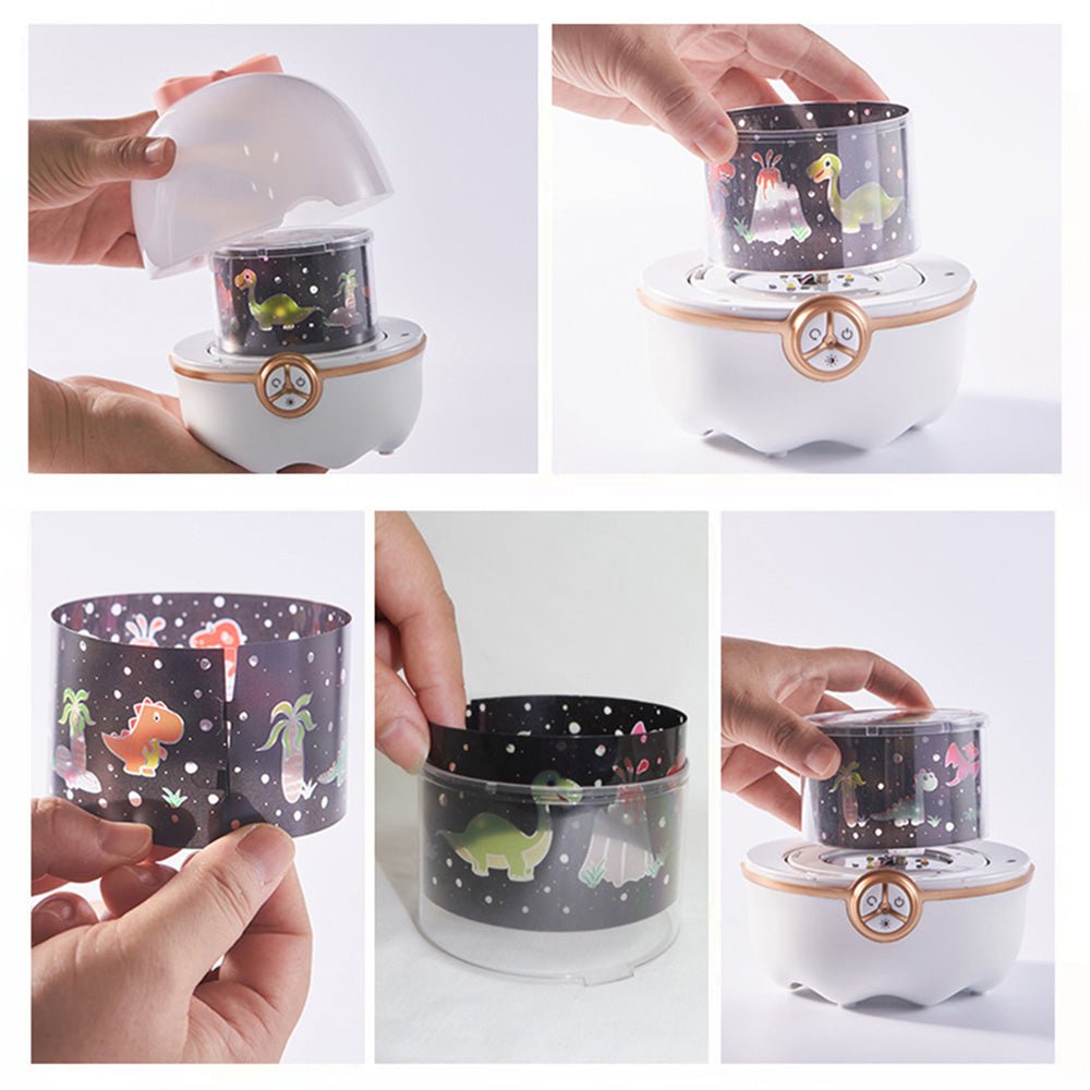Lucky bird 7 kinds of pattern light Starry sky projector lamp night light romantic rotating music table lamp - Edragonmall.com