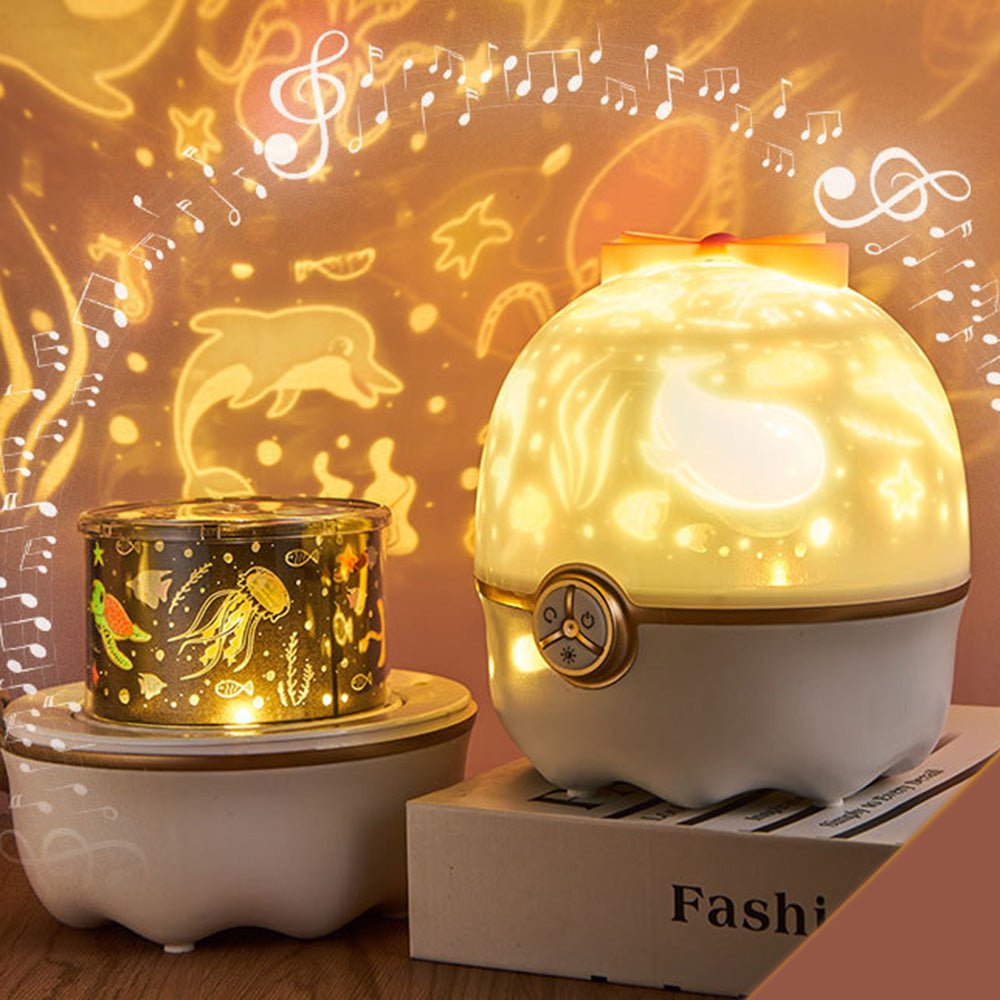 lucky star 8 kinds of pattern light Starry sky projector lamp night light romantic rotating music table lamp - Edragonmall.com