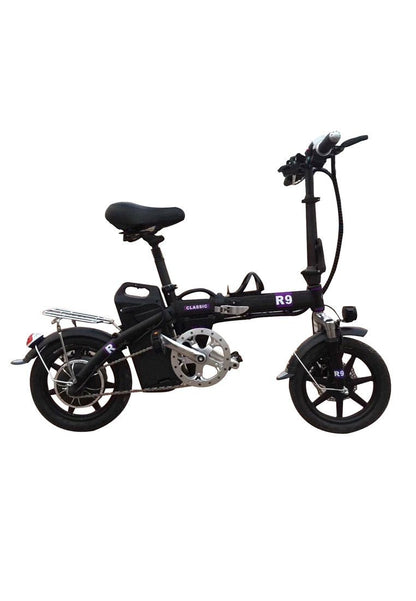 R9 Classic Electric Bike 48V All Aluminum Alloy Frame E-Bike with Front Headlight Perfect Substitute Of Auto -Black - Edragonmall.com