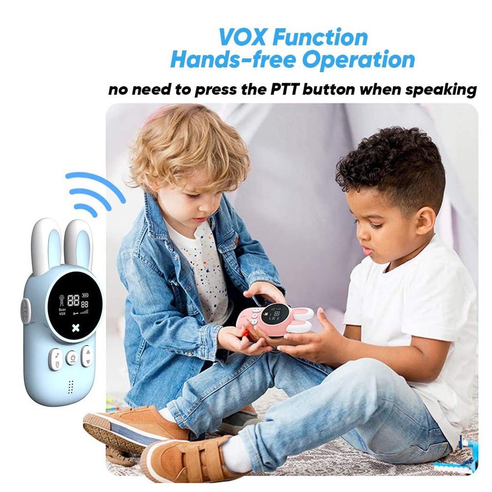 Rabbit Kids 0.5W walkie-talkie Walkie Talkies for Kids Bunny Pattern 22 Channels 3KM Range 2 Way Radio VOX Children with Backlit Flashlight 2 pcs - Edragonmall.com