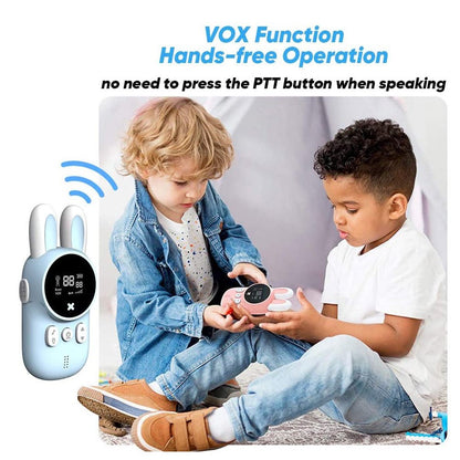 Rabbit Kids 0.5W walkie-talkie Walkie Talkies for Kids Bunny Pattern 22 Channels 3KM Range 2 Way Radio VOX Children with Backlit Flashlight 2 pcs - Edragonmall.com