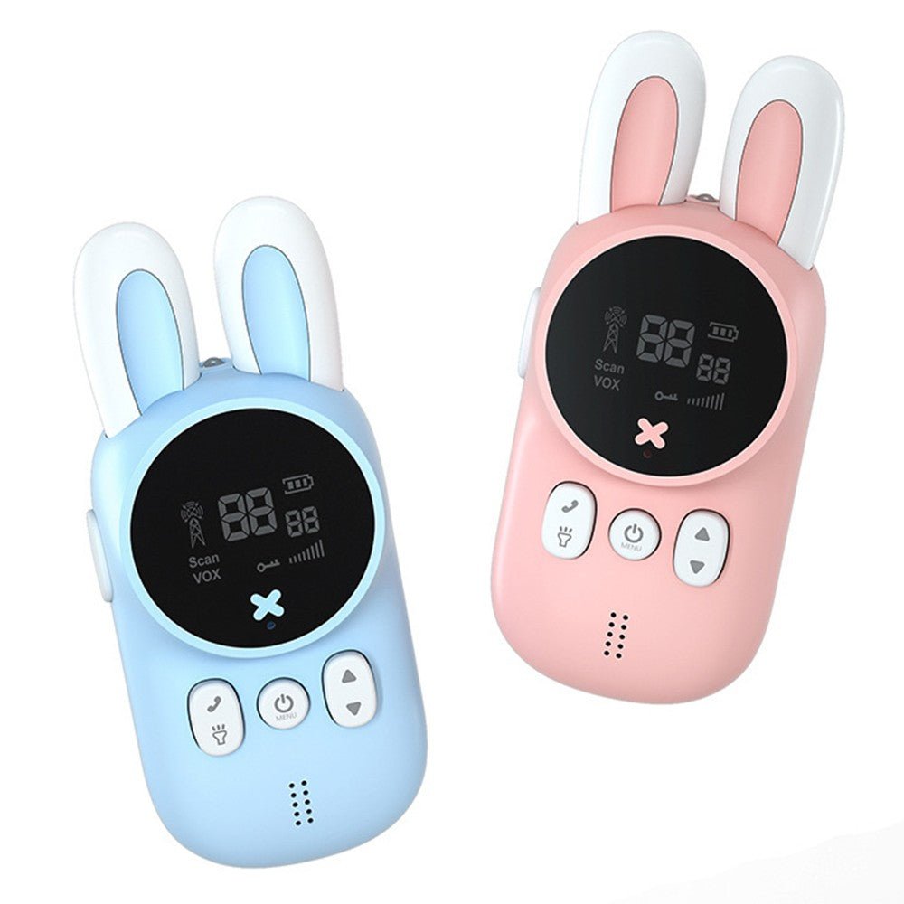 Rabbit Kids 0.5W walkie-talkie Walkie Talkies for Kids Bunny Pattern 22 Channels 3KM Range 2 Way Radio VOX Children with Backlit Flashlight 2 pcs - Edragonmall.com
