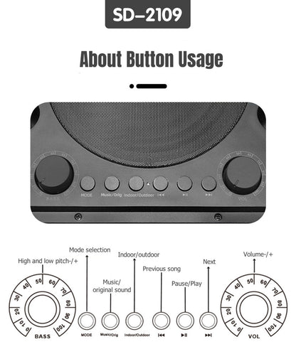 SD-2109 Carry-on type BT Speaker Bluetooth Audio Wireless Handheld Home KTV Singing Bar Outdoor Karaoke Mic Speakers All-in-one Equipment 4000mAh Battery - Edragonmall.com