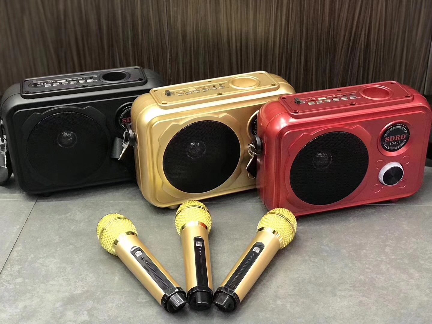 SDRD Sd-501 Home Speaker Microphone Integrated Single Sing Mobile Phone Karaoke | Gold - Edragonmall.com
