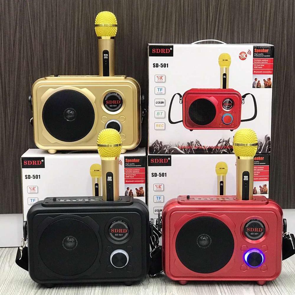 SDRD Sd-501 Home Speaker Microphone Integrated Single Sing Mobile Phone Karaoke | Red - Edragonmall.com