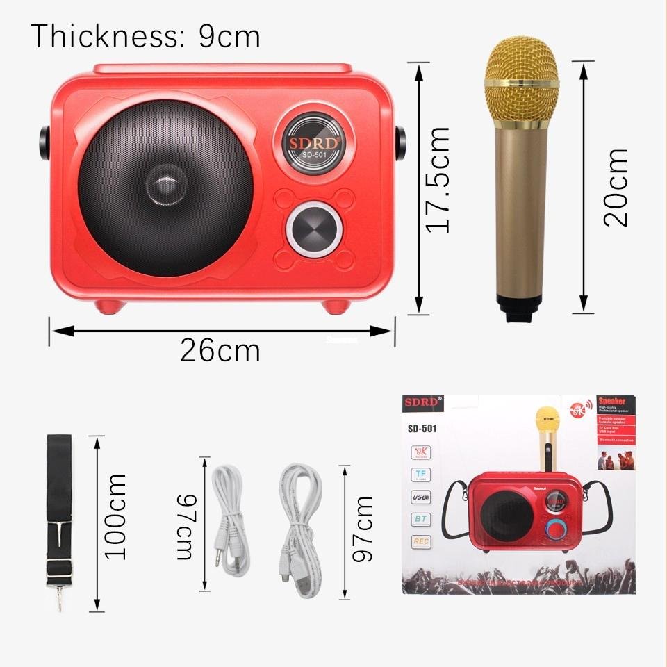 SDRD Sd-501 Home Speaker Microphone Integrated Single Sing Mobile Phone Karaoke | Red - Edragonmall.com
