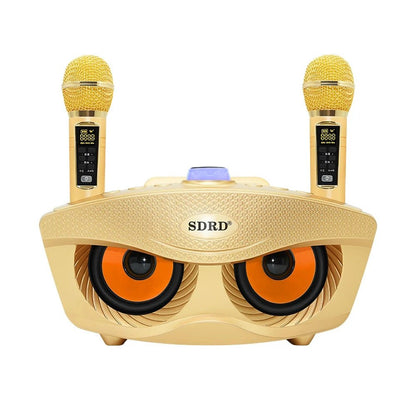 SDRD SD306 Plus 30W Karaoke Player Dual bluetooth 4.2 Speaker Family KTV Stereo Mic Big Sound Speaker with 2 Wireless Microphones-Grey - Edragonmall.com