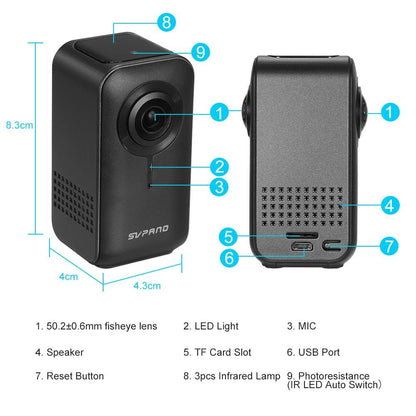 SVP720 HD 1080P Mini 720 Degree Wireless WiFi VR IP Camera Full View Fish Eye Panoramic Indoor Security Camera - Edragonmall.com