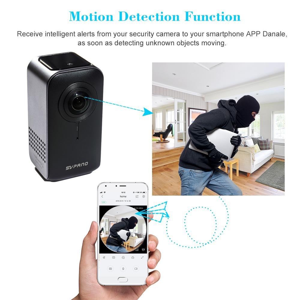 SVP720 HD 1080P Mini 720 Degree Wireless WiFi VR IP Camera Full View Fish Eye Panoramic Indoor Security Camera - Edragonmall.com