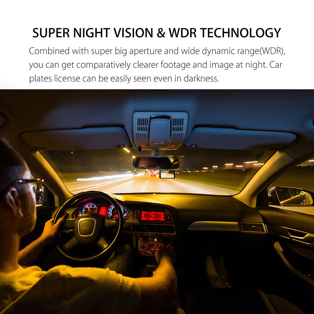 V3S Dual-Camera touch dashcam 1080P Full HD 4" IPS LCD Touch Screen Display Dual Lens Car Camera Car DVR - Edragonmall.com