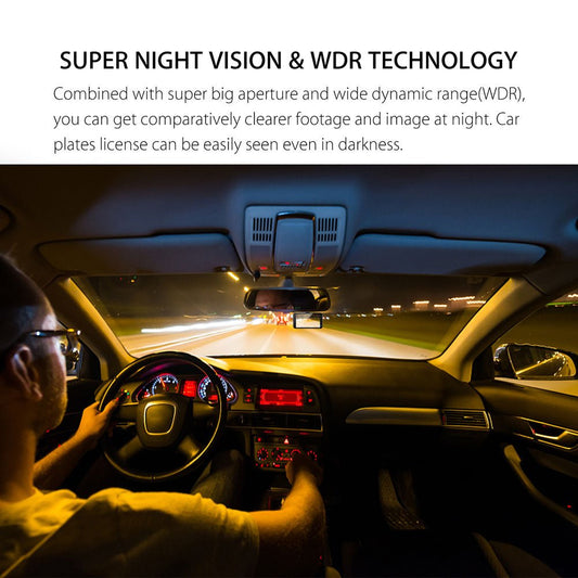 V3S Dual-Camera touch dashcam 1080P Full HD 4" IPS LCD Touch Screen Display Dual Lens Car Camera Car DVR - Edragonmall.com