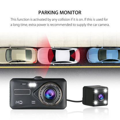 V3S Dual-Camera touch dashcam 1080P Full HD 4" IPS LCD Touch Screen Display Dual Lens Car Camera Car DVR - Edragonmall.com