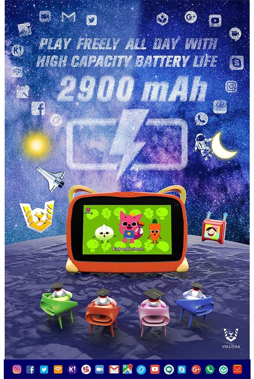 VK-R1 7inch table PC Kids Education Tablet PC,7 inch,1GB Ram,8GB,Kids Mode,Designed for Kids Education - Edragonmall.com