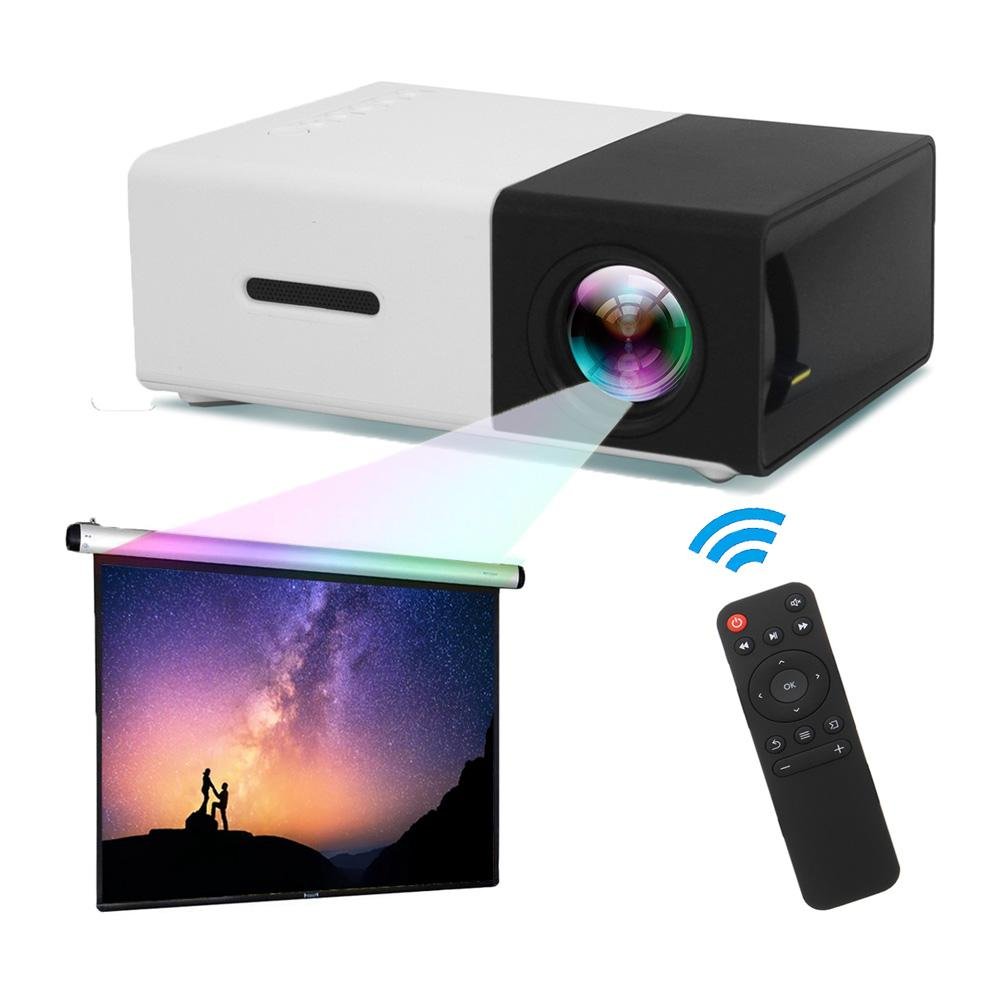 YG-300 LED Projector 400-600 Lumens 1080P Home Media Player With Remote Control -White - Edragonmall.com