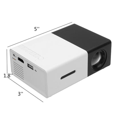 YG-300 LED Projector 400-600 Lumens 1080P Home Media Player With Remote Control -White - Edragonmall.com