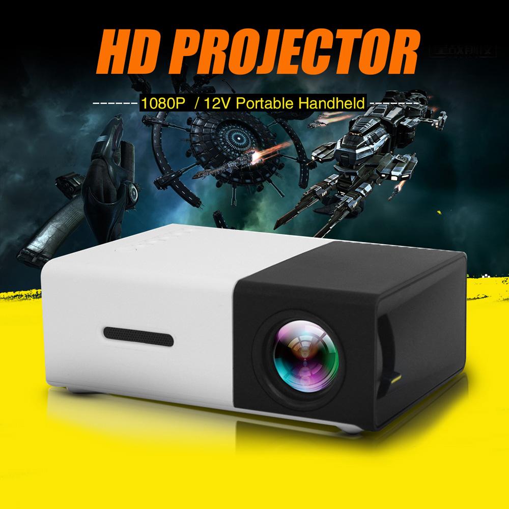 YG-300 LED Projector 400-600 Lumens 1080P Home Media Player With Remote Control -White - Edragonmall.com