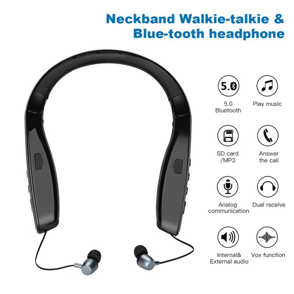 YIYAN 3W YI-669 Earphone walki-talk UHF Earphone Hanging Neck Walkie Talkie Foldable Bluetooth Headset - Edragonmall.com