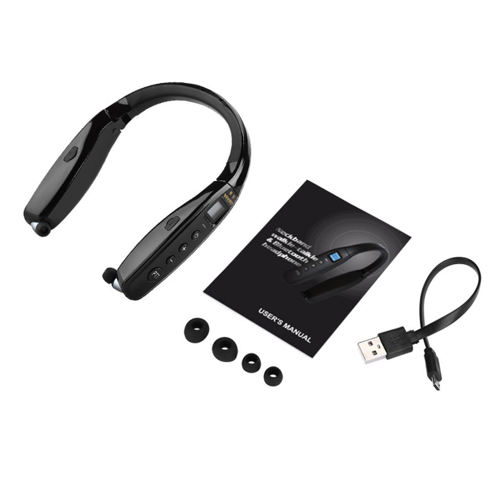 YIYAN 3W YI-669 Earphone walki-talk UHF Earphone Hanging Neck Walkie Talkie Foldable Bluetooth Headset - Edragonmall.com