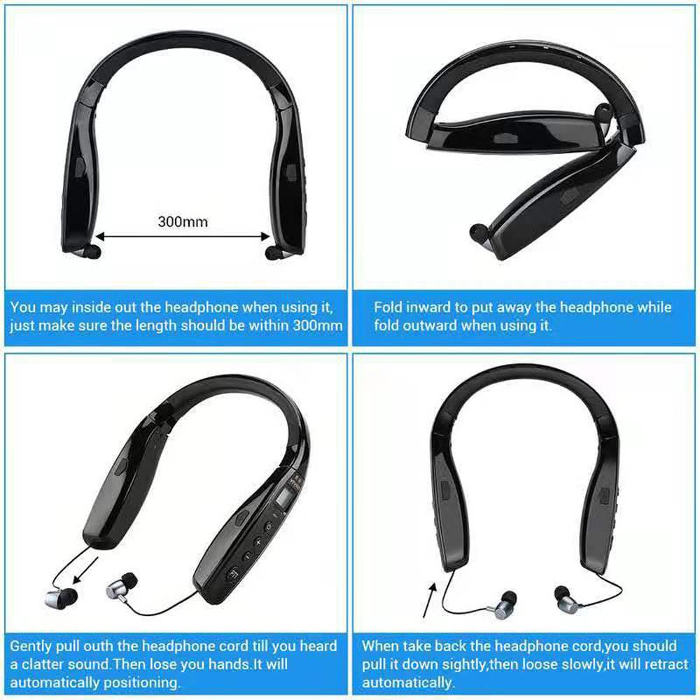 YIYAN 3W YI-669 Earphone walki-talk UHF Earphone Hanging Neck Walkie Talkie Foldable Bluetooth Headset - Edragonmall.com